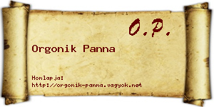 Orgonik Panna névjegykártya
